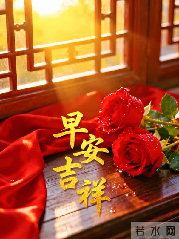 晨光吻玫,早安送吉