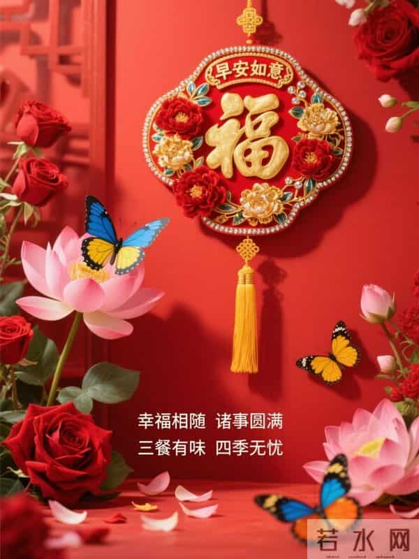 中式祥瑞,早安启福运