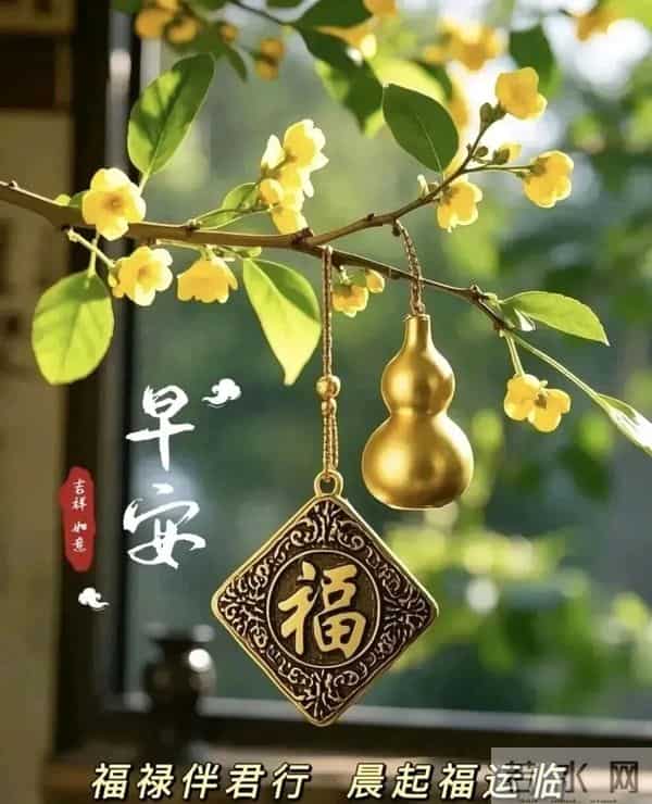 冬日晨光暖，福气踏雪来～ 事事顺意不添愁，一顺百顺福满怀，早安