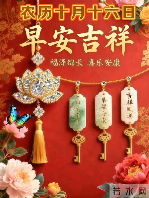 农历十月十六早安祝福,愿六六大顺伴朝夕,好运连连绕身旁~