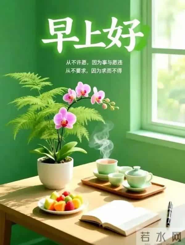 晨露缀花,早安致暖