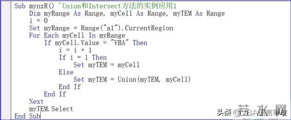 VBA之Excel应用第十节:用Union和Intersect方法获得单元格区域