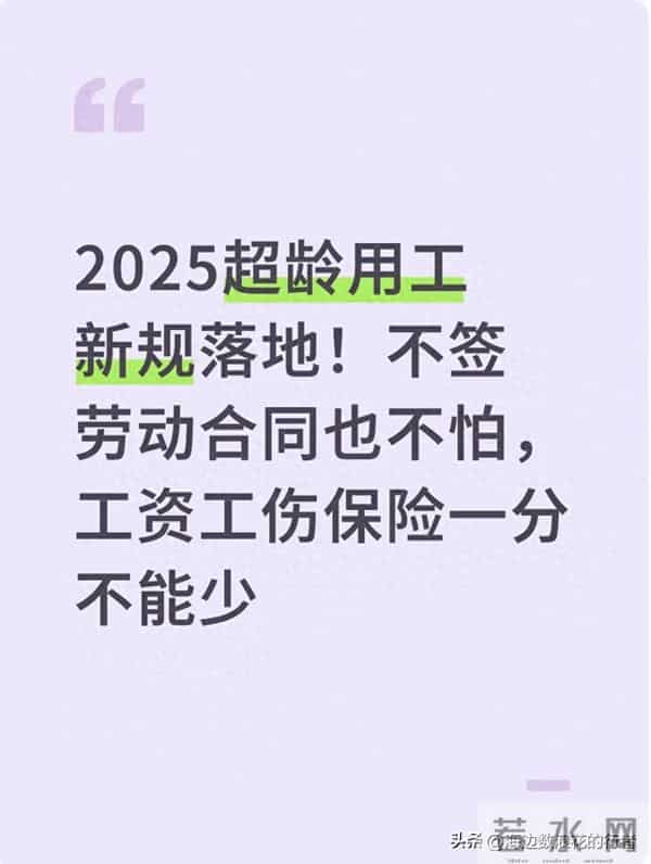 2025超龄用工新规！不签劳动合同也不怕，工资工伤保险一分不能少