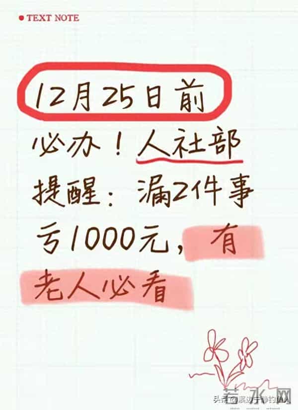 12月25日前必办!人社部提醒:漏2件事亏1000元,有老人必看
