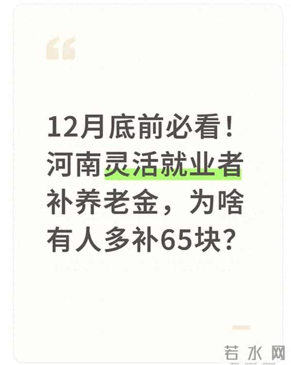 12月底前必看!河南灵活就业者补养老金,为啥有人多补65块?