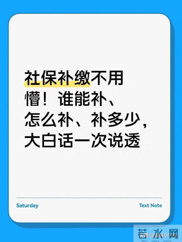 社保补缴不用懵!谁能补、怎么补、补多少,大白话一次说透