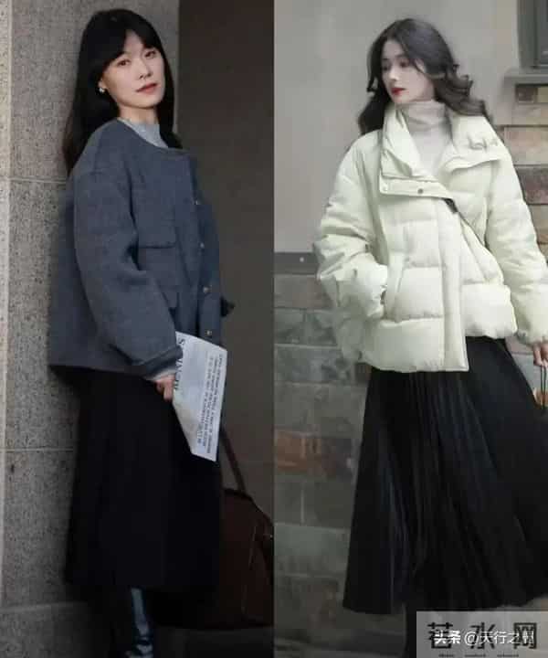 “短外套+裙子”=今年冬天的王炸组合，这样穿高级又洋气，美爆了