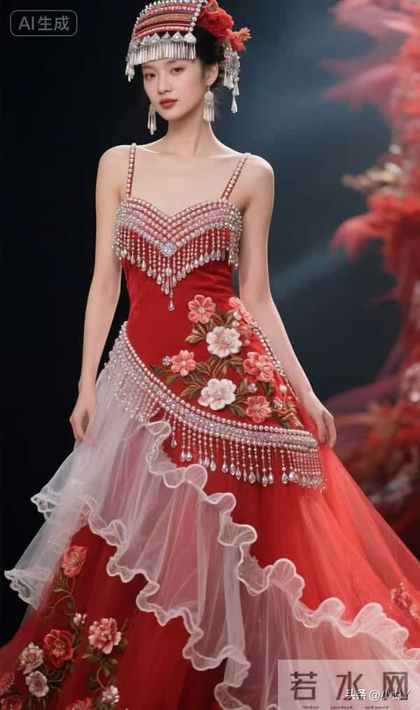 身穿民族服美少女,天姿国色,冷艳秀丽,优雅时尚!