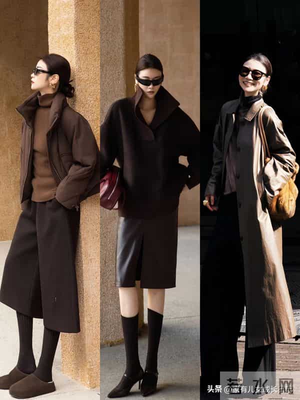 秋冬“巧克力棕穿搭”太绝了！麂皮大衣+长靴，高级感焊在身上