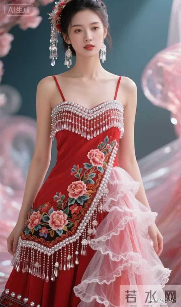 身穿民族服美少女,天姿国色,冷艳秀丽,优雅时尚!