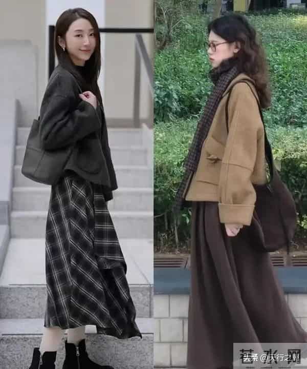 “短外套+裙子”=今年冬天的王炸组合，这样穿高级又洋气，美爆了