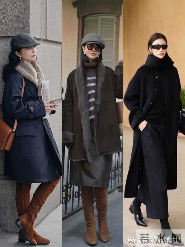 秋冬“巧克力棕穿搭”太绝了！麂皮大衣+长靴，高级感焊在身上