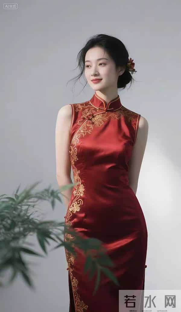 酒红色旗袍的魅力