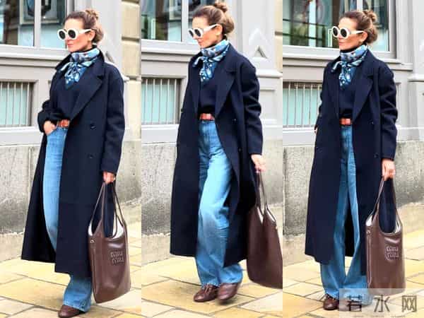 冬季穿藏蓝色真高级，这4组搭配公式好看又显贵，日常穿超显质感