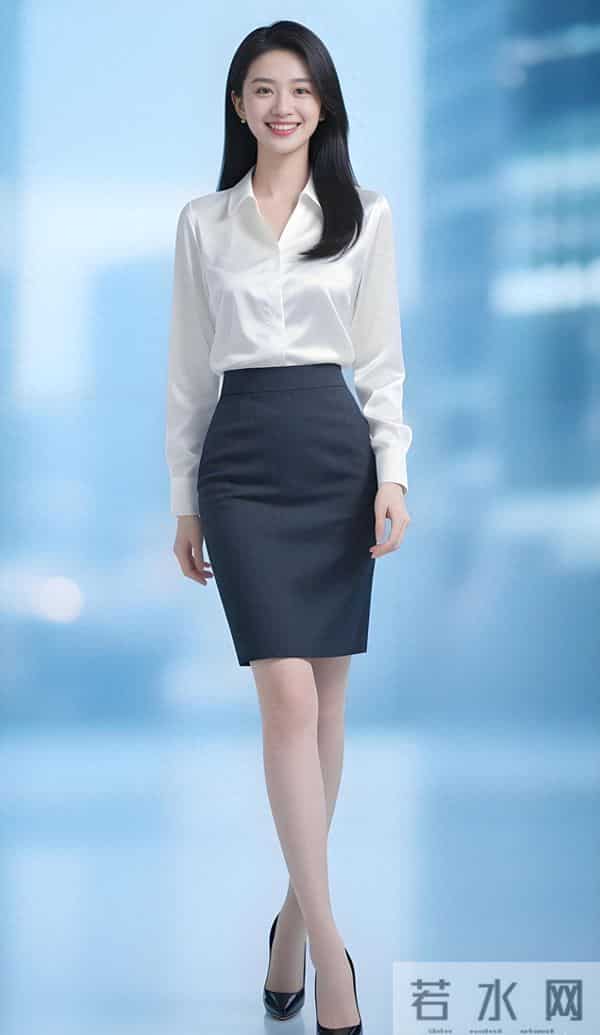 丝绸白衬衫与黑裙子