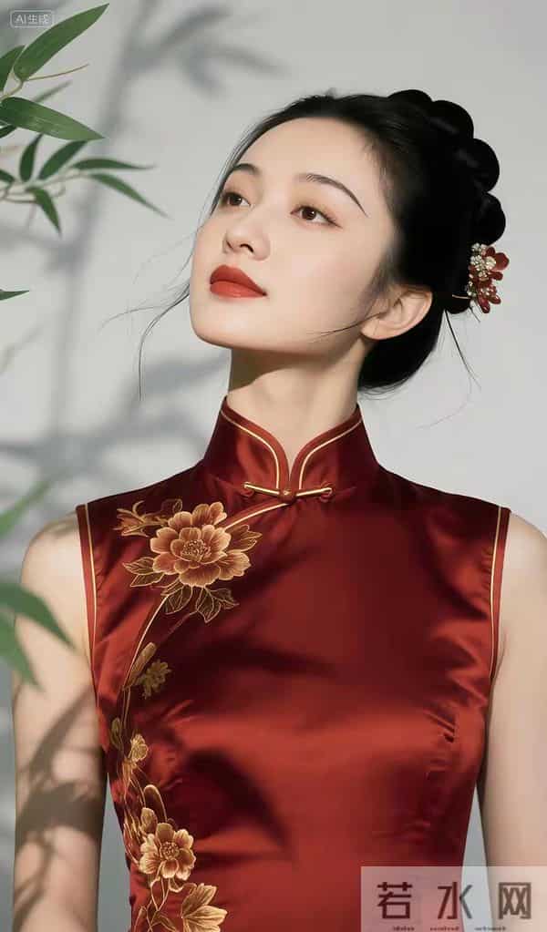 酒红色旗袍的魅力