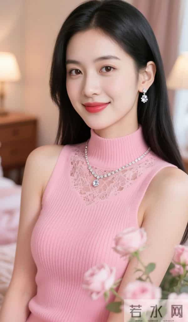 嫩粉色针织衫的风韵