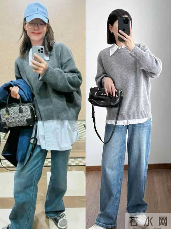冬天的万能款!灰色灰色宽松毛衣这么搭,日常穿舒服又显气质