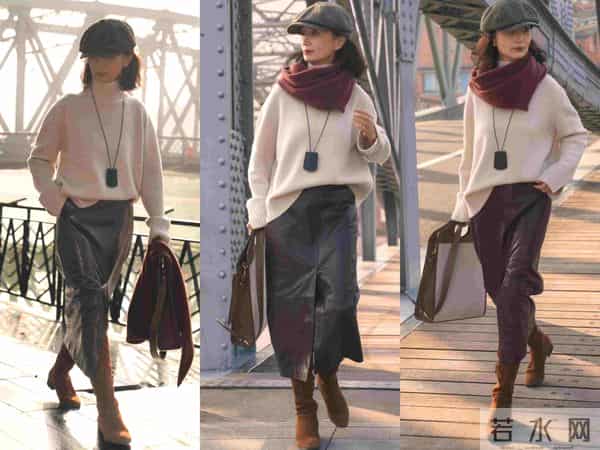 中长裙+长靴穿搭绝了，保暖时髦两不误，冬季这样穿好看又实用