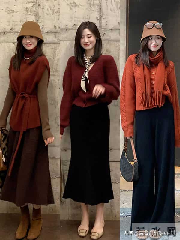 时髦女人圣诞感毛衣到气场大衣,再到飒爽西装,通勤聚会显贵显白