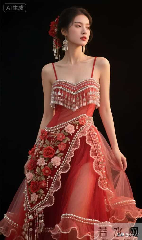 身穿民族服美少女,天姿国色,冷艳秀丽,优雅时尚!