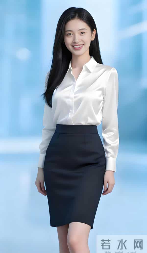 丝绸白衬衫与黑裙子