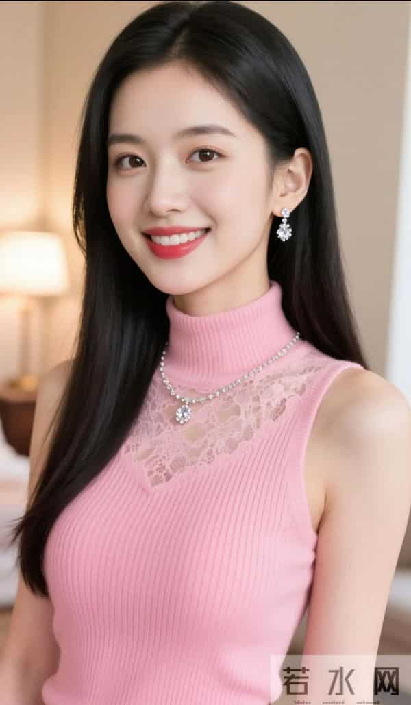 嫩粉色针织衫的风韵