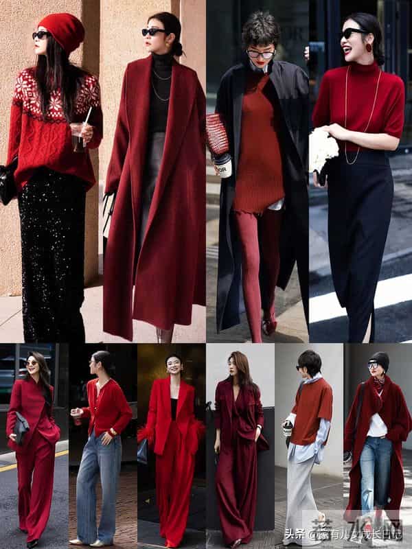 时髦女人圣诞感毛衣到气场大衣,再到飒爽西装,通勤聚会显贵显白