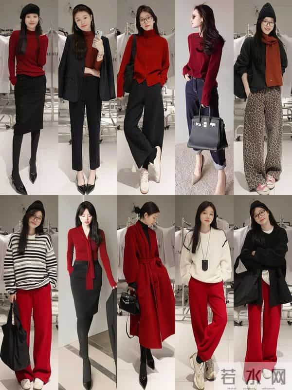 秋冬“红黑高级感库”！这一墙搭配把显贵松弛焊死在身上