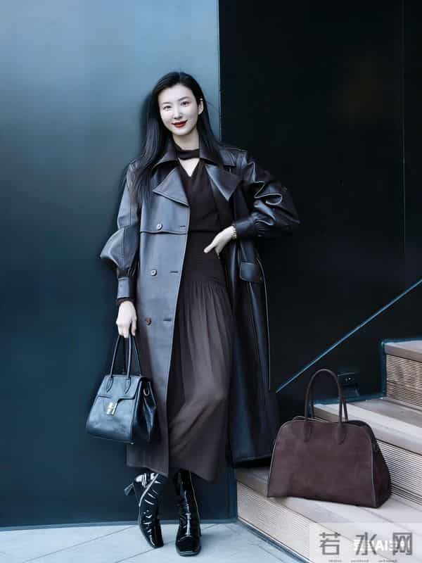 黑皮衣御姐杀疯!红唇配长裙这高级氛围感直接戳审美