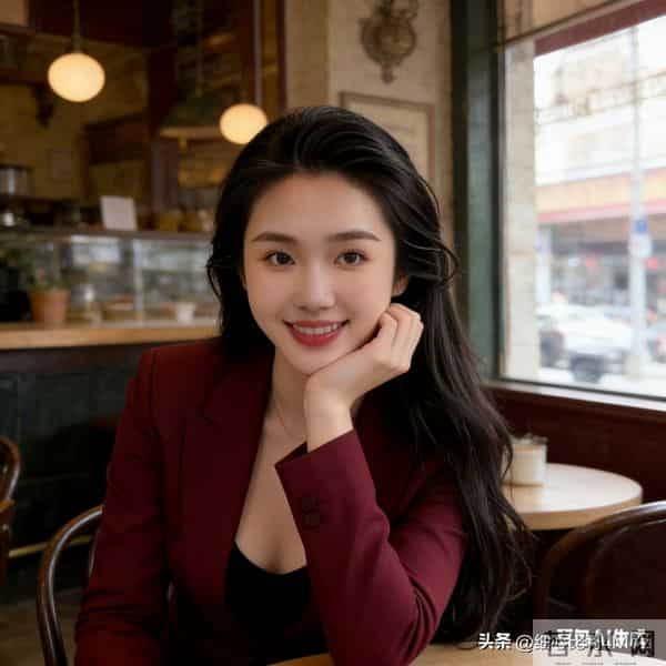 酒红西装+微醺咖啡馆，这才是秋日氛围感穿搭的“松弛密码