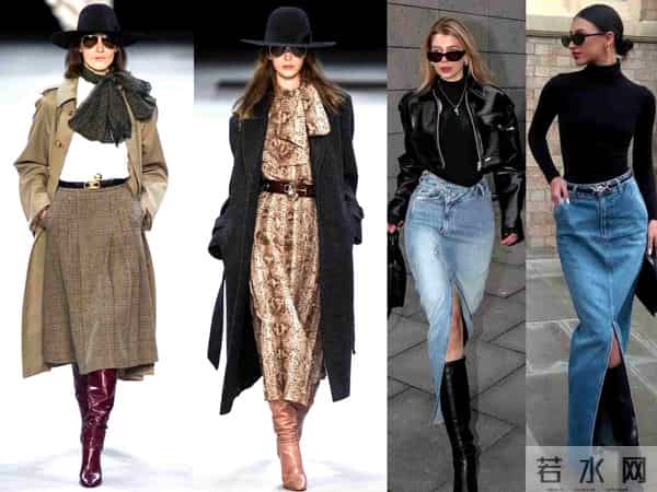 中长裙+长靴穿搭绝了，保暖时髦两不误，冬季这样穿好看又实用