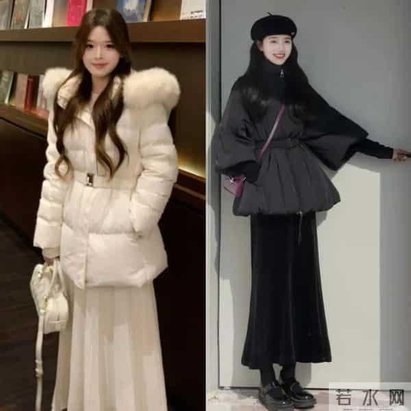 羽绒服不要只会搭裤子,“羽绒服+长裙”,优雅又耐看,真的很美