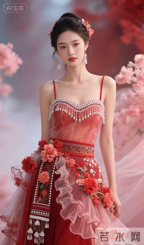 身穿民族服美少女,天姿国色,冷艳秀丽,优雅时尚!