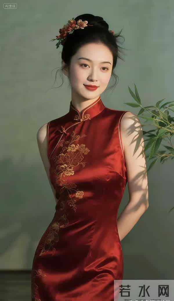 酒红色旗袍的魅力