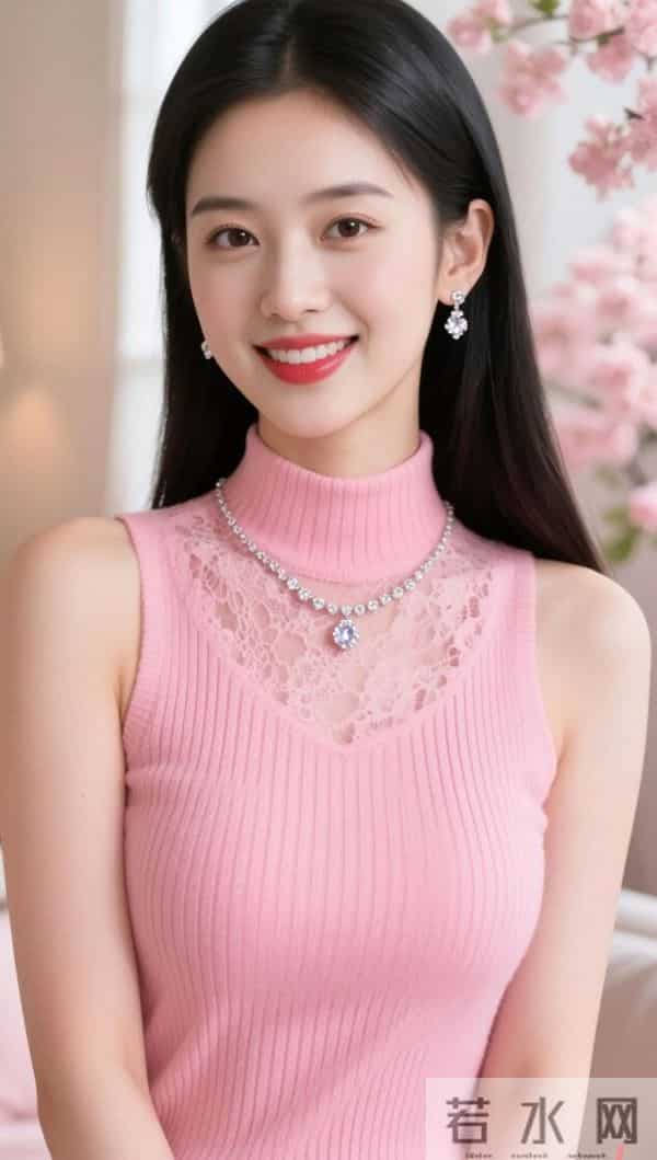 嫩粉色针织衫的风韵