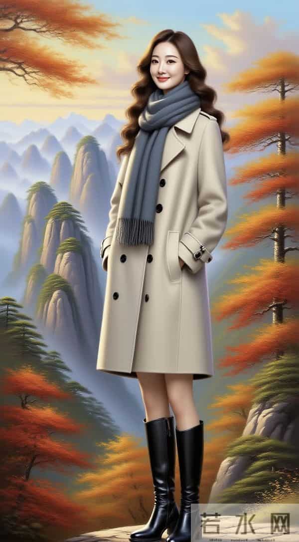 秋染黄山金作底，佳人立画韵如诗