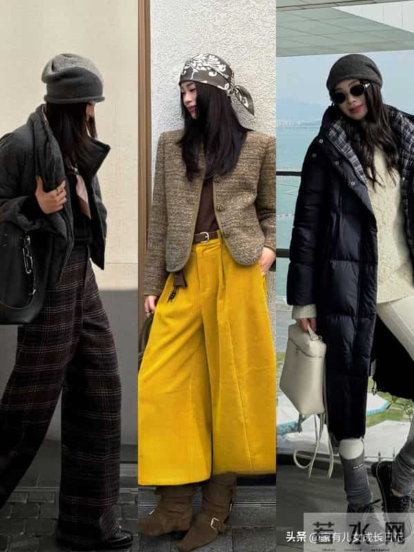 外企通勤别愁,“利落咖色羽绒+同色系细节+质感配饰”优雅低奢