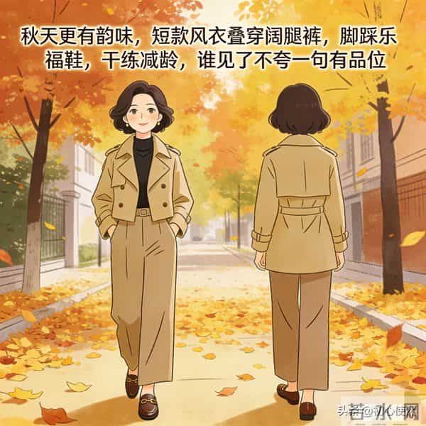 55岁姐姐穿搭新密码：阔腿裤+浅色系，优雅减龄超有范儿