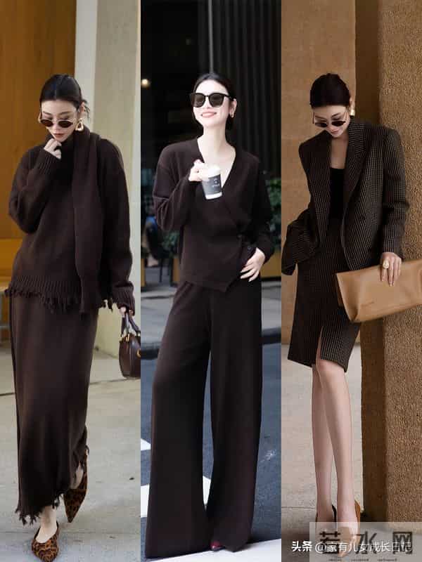 秋冬“巧克力棕穿搭”太绝了！麂皮大衣+长靴，高级感焊在身上