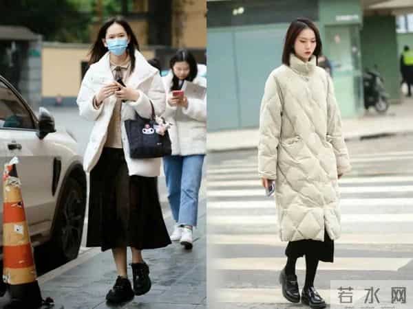 羽绒服不要只会搭裤子,“羽绒服+长裙”,优雅又耐看,真的很美