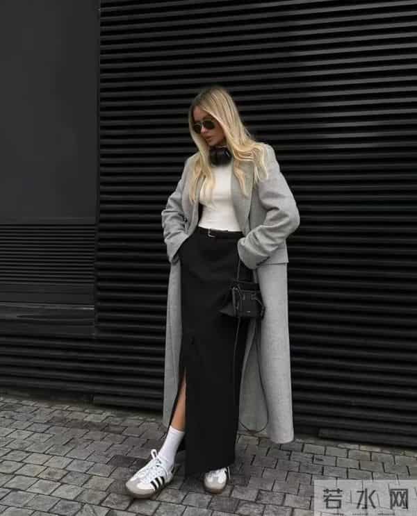 大衣+运动鞋,冬天最松弛的时髦