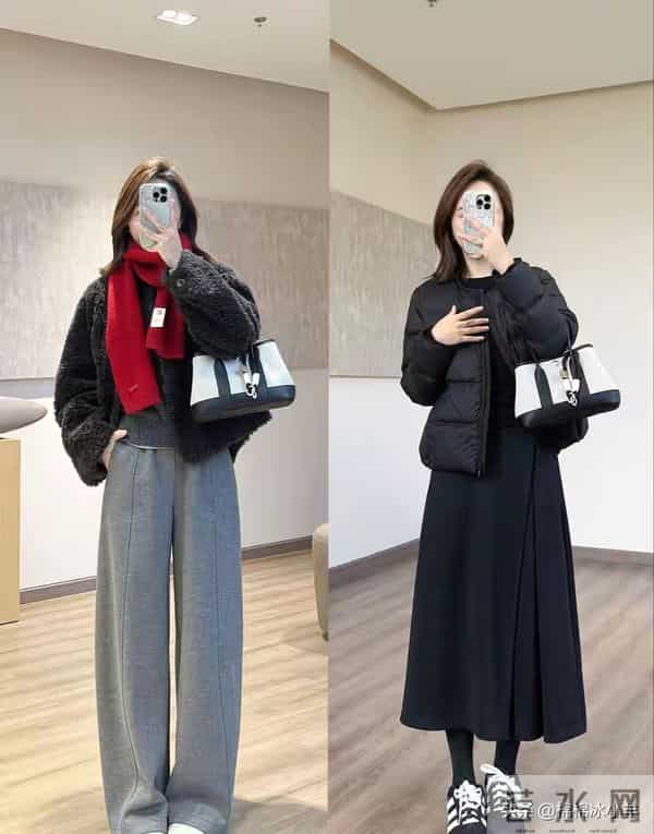 秋冬很火的红灰撞色穿搭，体制内节日氛围通勤私服！