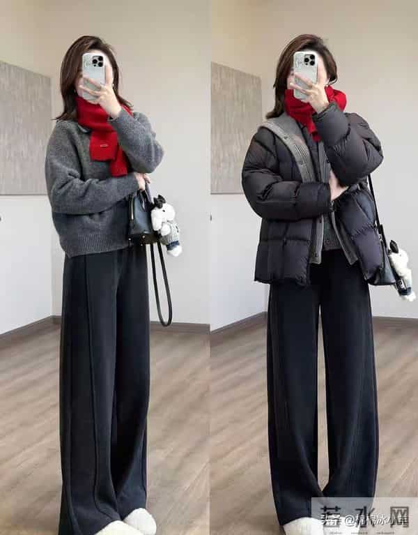 秋冬很火的红灰撞色穿搭，体制内节日氛围通勤私服！