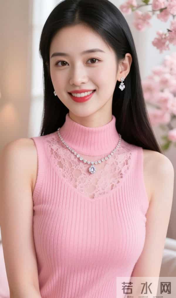 嫩粉色针织衫的风韵