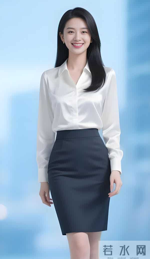 丝绸白衬衫与黑裙子