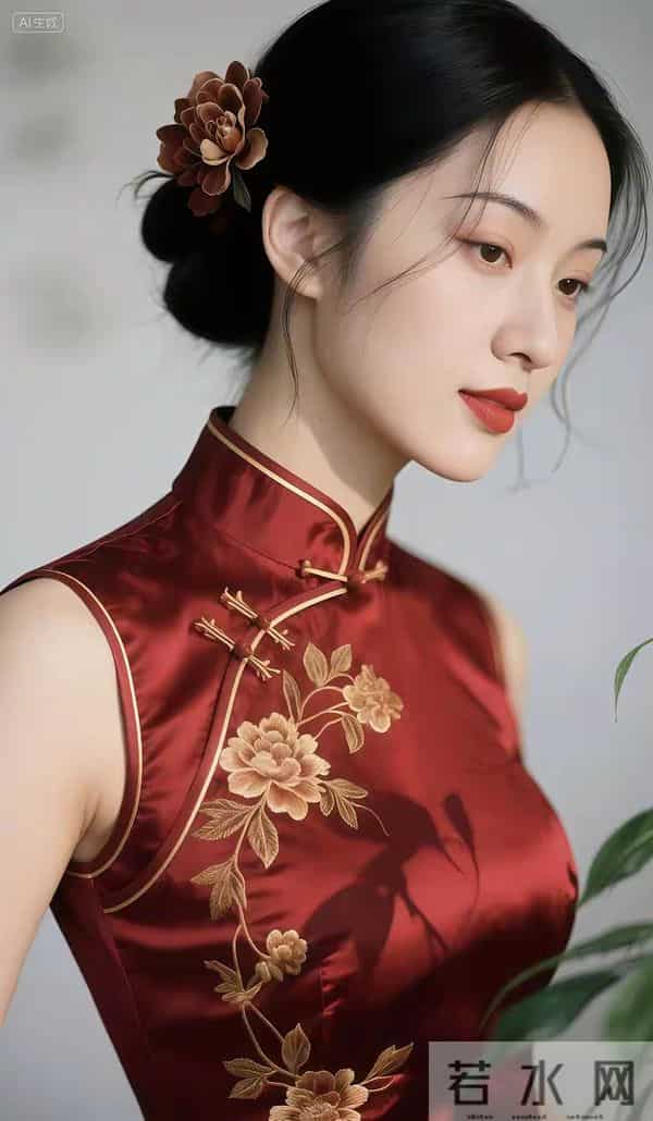 酒红色旗袍的魅力