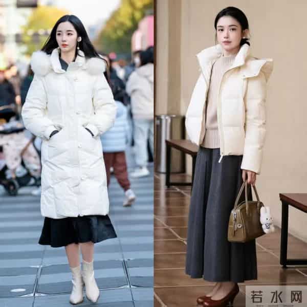 羽绒服不要只会搭裤子,“羽绒服+长裙”,优雅又耐看,真的很美
