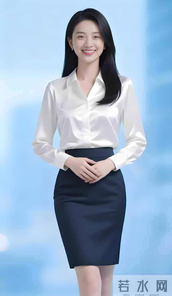 丝绸白衬衫与黑裙子
