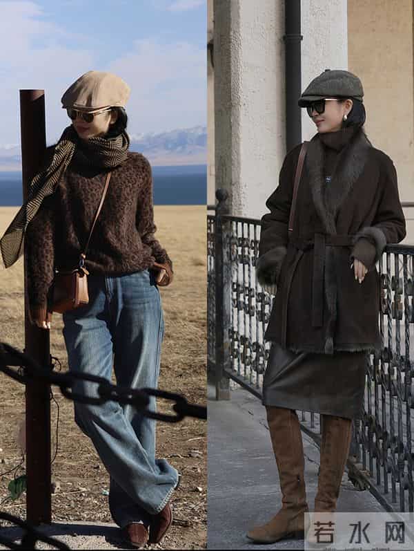 “驼色+黑色”时髦感满分，高级又松弛，照着穿美翻